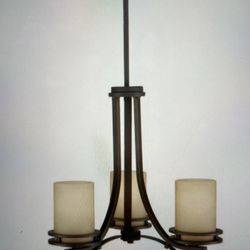 Kichler Hendrik 3 light olde bronze chandelier with Umber etched glass shades