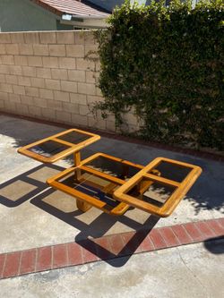 1970s Vintage Postmodern MCM Oak articulating swivel table