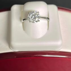 2.CTW Moissante Single Stone & .925 Silver Band Ring