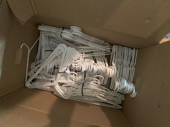 100+ white plastic hangars