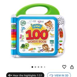 LeapFrog Learning Friends 100 Words Book - Green - Like New