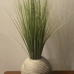 28* Artificial Grass In The Textured Ceramic Pot 