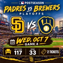 Padres vs Brewers Tickets - Wed Oct 7