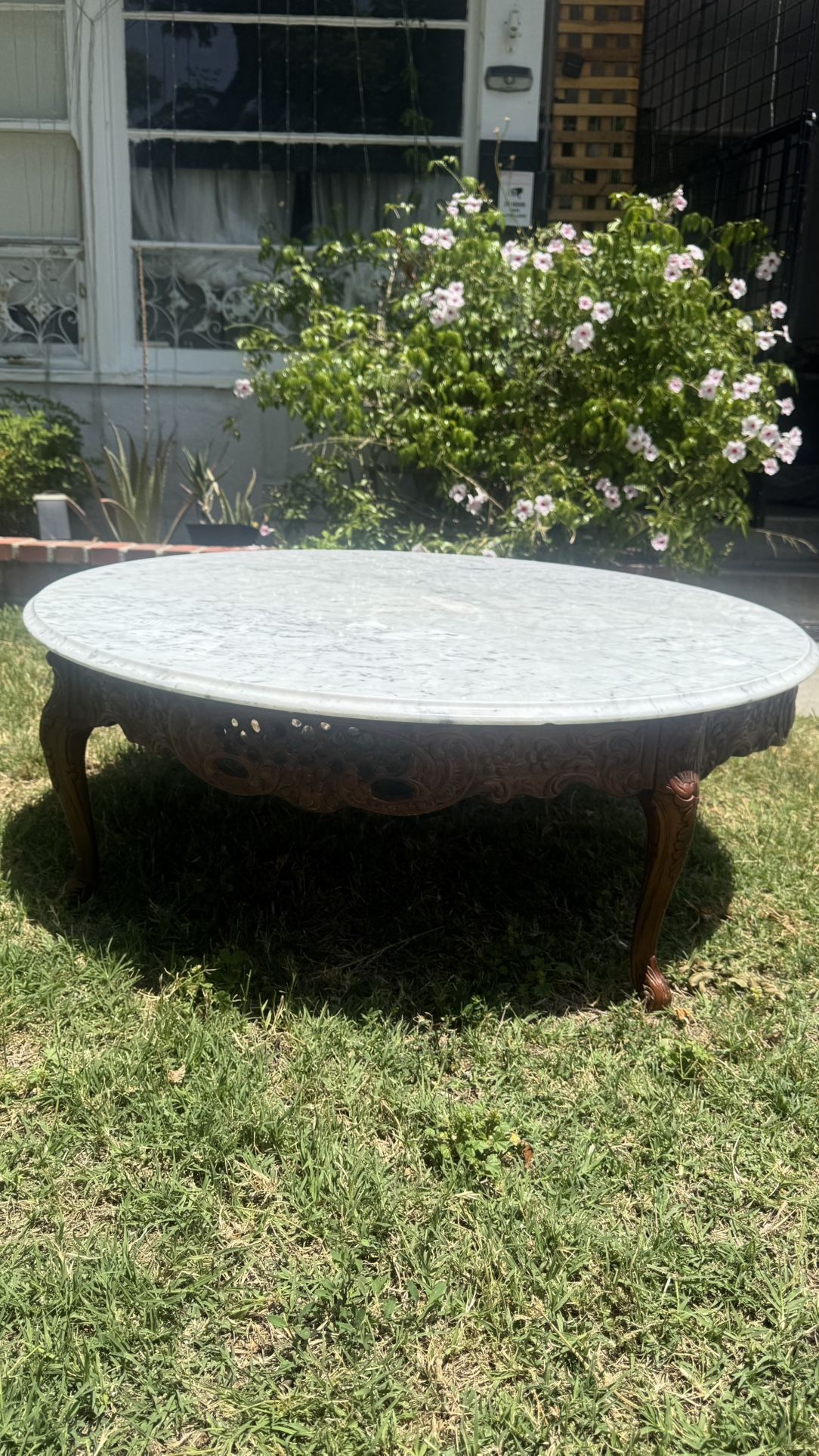 Antique Rare Marble And Solid Soon Coffee Table 
