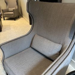 Two Wingback Fabric Chairs 