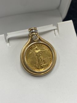 22K 5 Dollar 1/10 oz American Eagle Coin with 14K Pendant 