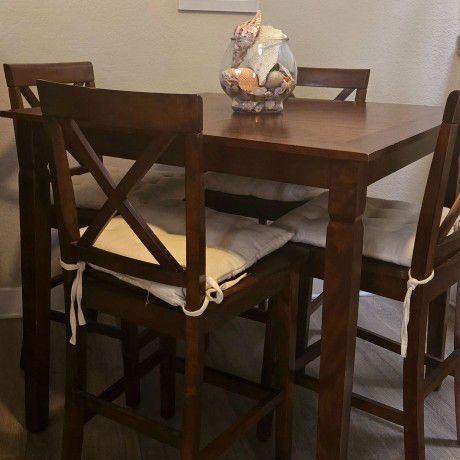 Kitchen Table And Chairs-Brown Wood