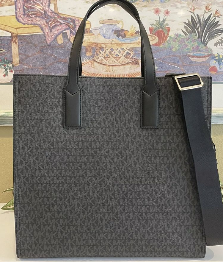 Michael Kors Kenly Large North South Tote Leather Brown MK Signature  Tangerine NEW for Sale in Santa Clara, CA - OfferUp