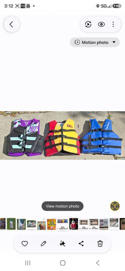 Life jackets, 50 - 90 lbs., $25 each