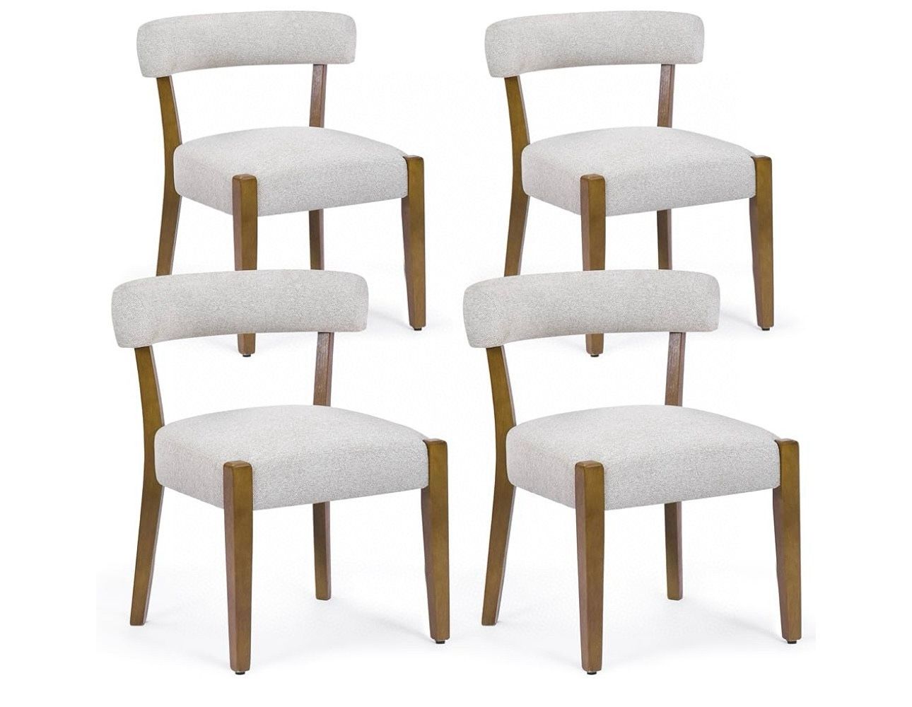 Wooden Dining Chairs Set of 4 Upholstered Kitchen & Dining Room Linen Fabric Chairs Mid Century Modern Dining Woven Chairs Low Back, Beige Fabric bran
