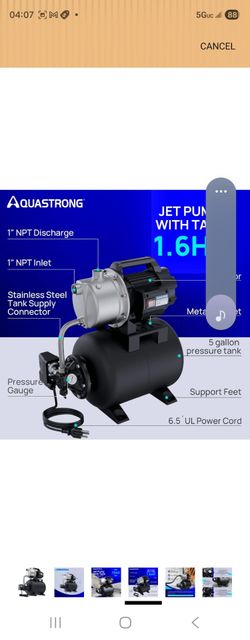 Aquastrong 115V Shallow Well Garden Pump, Stainless Steel, 1320 GPH, Automatic Water Booster Jet Pump for Home, Garden, Lawn,Irrigation,1.6 HP with Pr