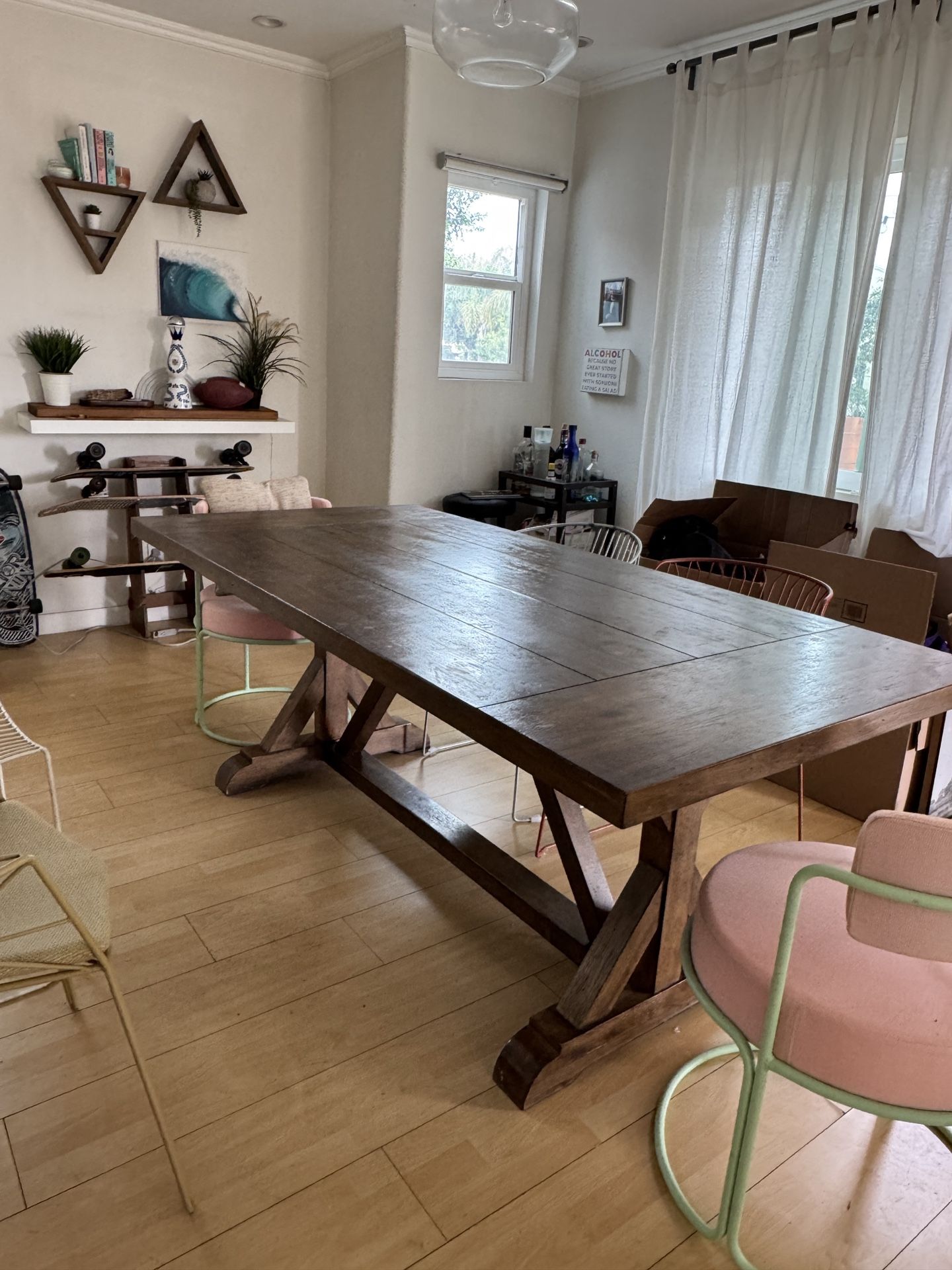 Must Go Today! High-end solid wood designer dining table – 78” x 38”