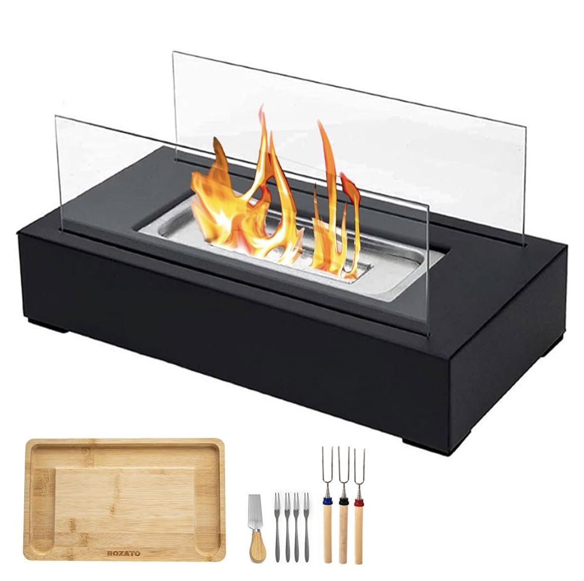 Tabletop Fire Pit with Smores Maker Kit Portable Indoor/Outdoor Mini Small Fireplace Table Top
