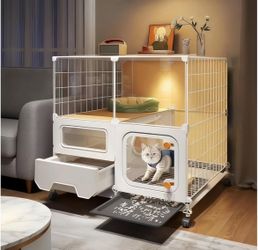 Brand new Indoor Cat Cage with Litter Box, Cat Bed & Wheels for 1-2 Cats