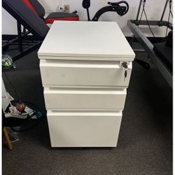 New 23.7"x17.2"x14.6" White 3 Drawers Metal Filing Cabinet with Lock and Wheels File Cabinet Drawer