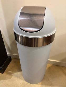 Gray & Chrome 16.5 Gal Swing-Top Trash Can