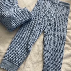 Periwinkle Knit pajamas womens Medium, Like New 