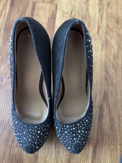 Black Rhinestone Pointed-Toe Heels