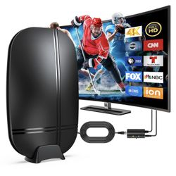 TV Antenna, Digital TV Antenna for Smart TV, 360° Reception Best Powerful Amplified Digital HD Antenna for TV Indoor Outdoor 4K 1080P, 33ft Cable, Fir