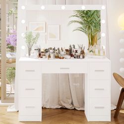 brand new white vanity with mirror 