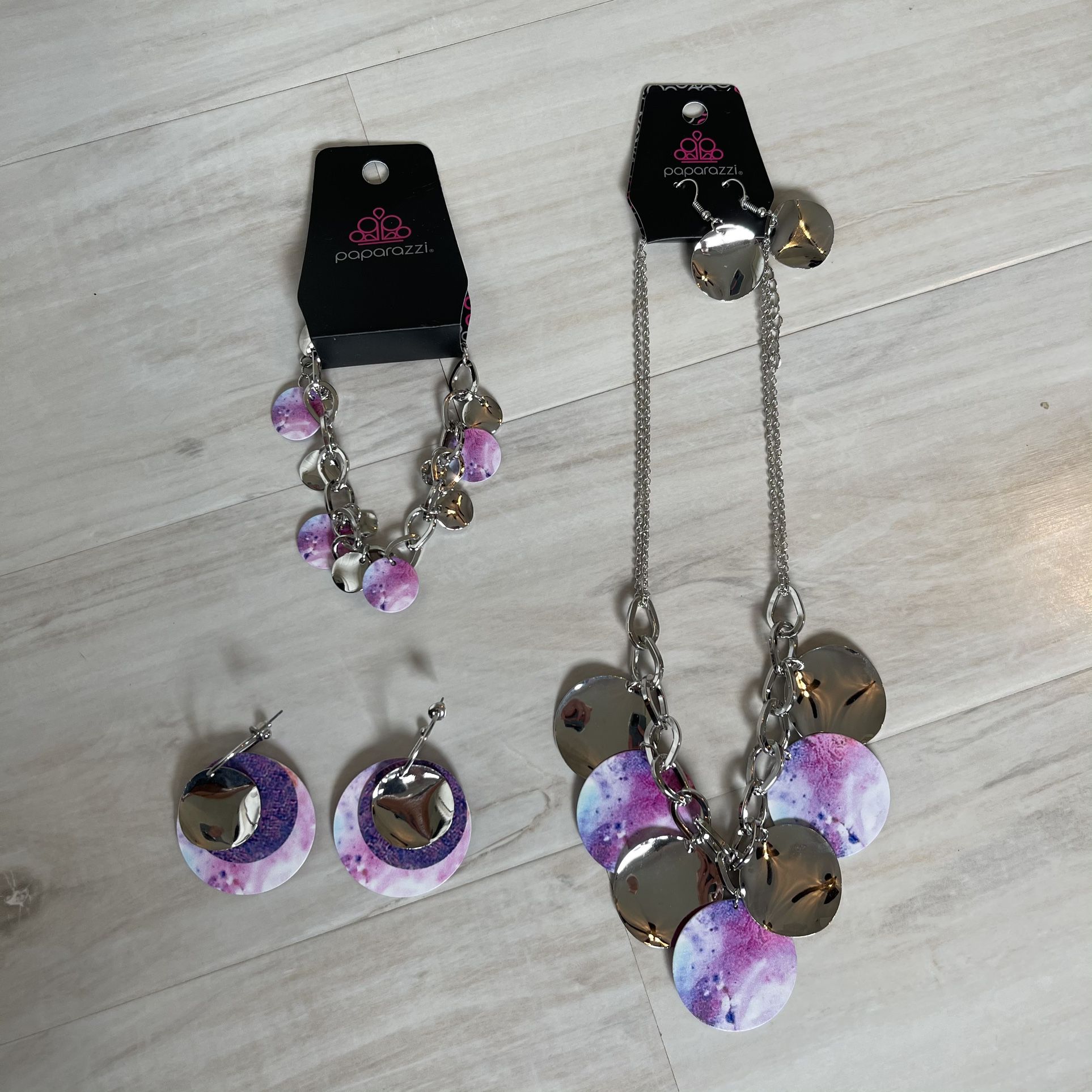 Paparazzi Purple & Silver Jewelry Set