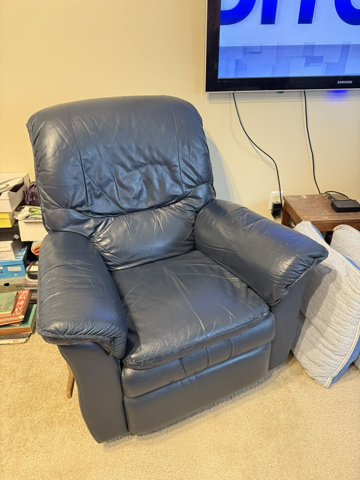 Navy Blue Leather La-Z-Boy Recliner
