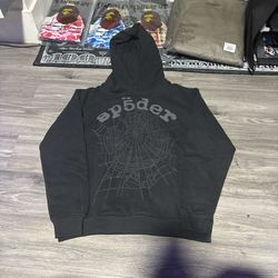 Black Sp5der Hoodie Grey Web
