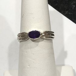 Vintage Silver Ring Size 6.5,Small Amethyst