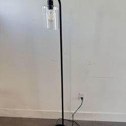 Industrial Floor Lamp with Glass Shade