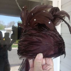 Vintage Chocolate  Brown Feather Hat