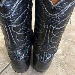 Tony Lama Leather Boots Black Cowboy Adult 9-9.5