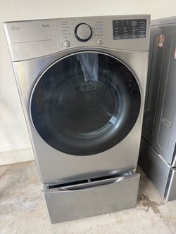 LG ThinQ Front-Load Dryer with Pedestal