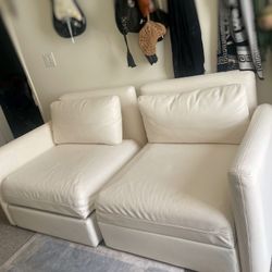 White Faux Leather Loveseat Couch 🛋️ 