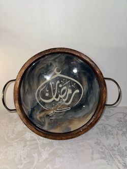 Ramadan Kareem Round Resin Serving Tray