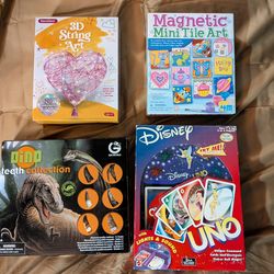 Toy & Game Lot: Vintage Disney UNO, Crafts, Dinosaur Teeth