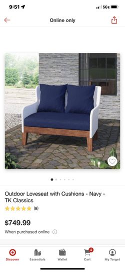 Outdoor Loveseat with Cushions - Navy