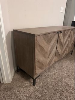 Modern Chevron Wood Sideboard / TV Console Cabinet