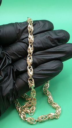 6.3mm Turkish Link Chain 24” – Solid 925 Silver (Gold Over) 32.8g