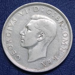 1946 Great Britain King George VI Half Crown Silver Coin