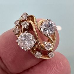 ❤️ Stunning 14kt Yellow Gold 1.61ct Diamond Ladies Cocktail Ring