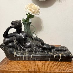 Vintage Lounging Female Figure Statue