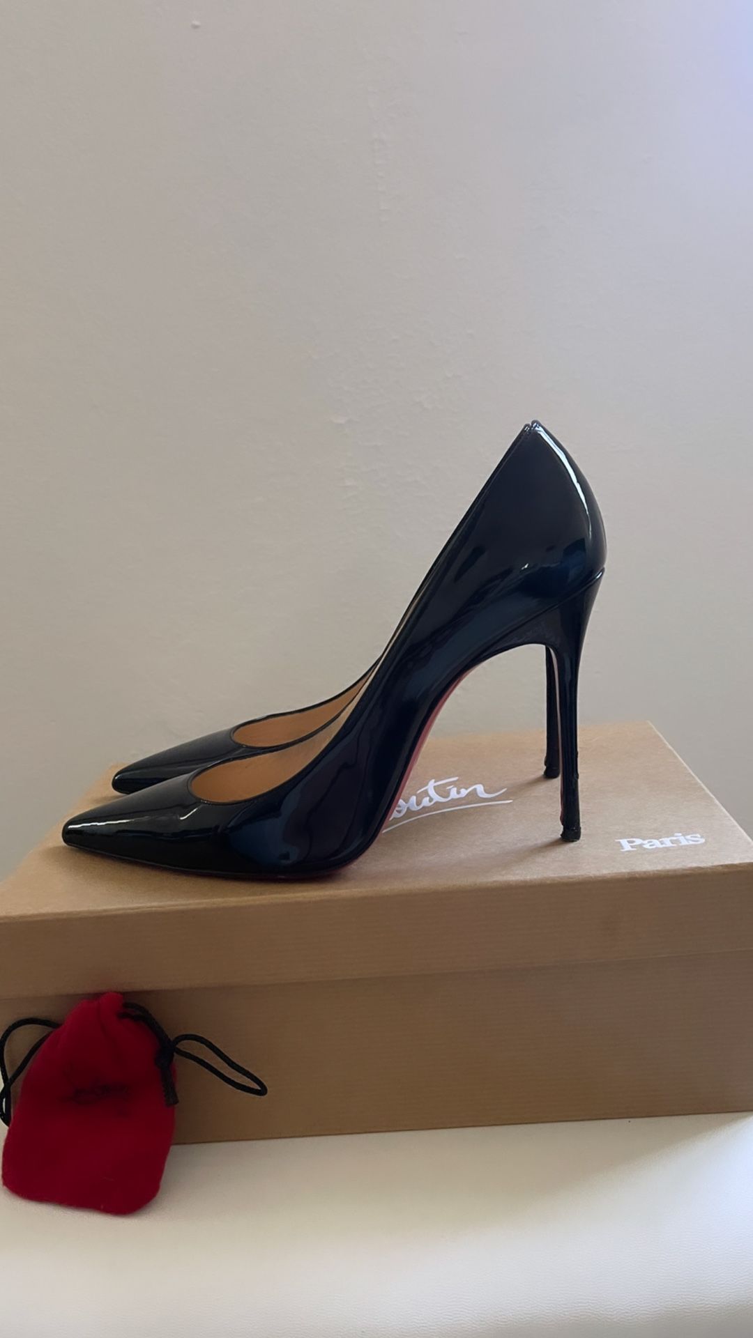 Christian Louboutin Pigalle 10cm Black Patent Calf Leather Heels