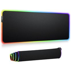 RGB Gaming Mouse Pad - Large Extended 13 Lighting Mode LED Soft Mouse Pad, Non-Slip Rubber Base, Waterproof, Computer Keyboard Mousepad Mat XL for Pro