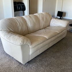 Beige Leather  Couch 
