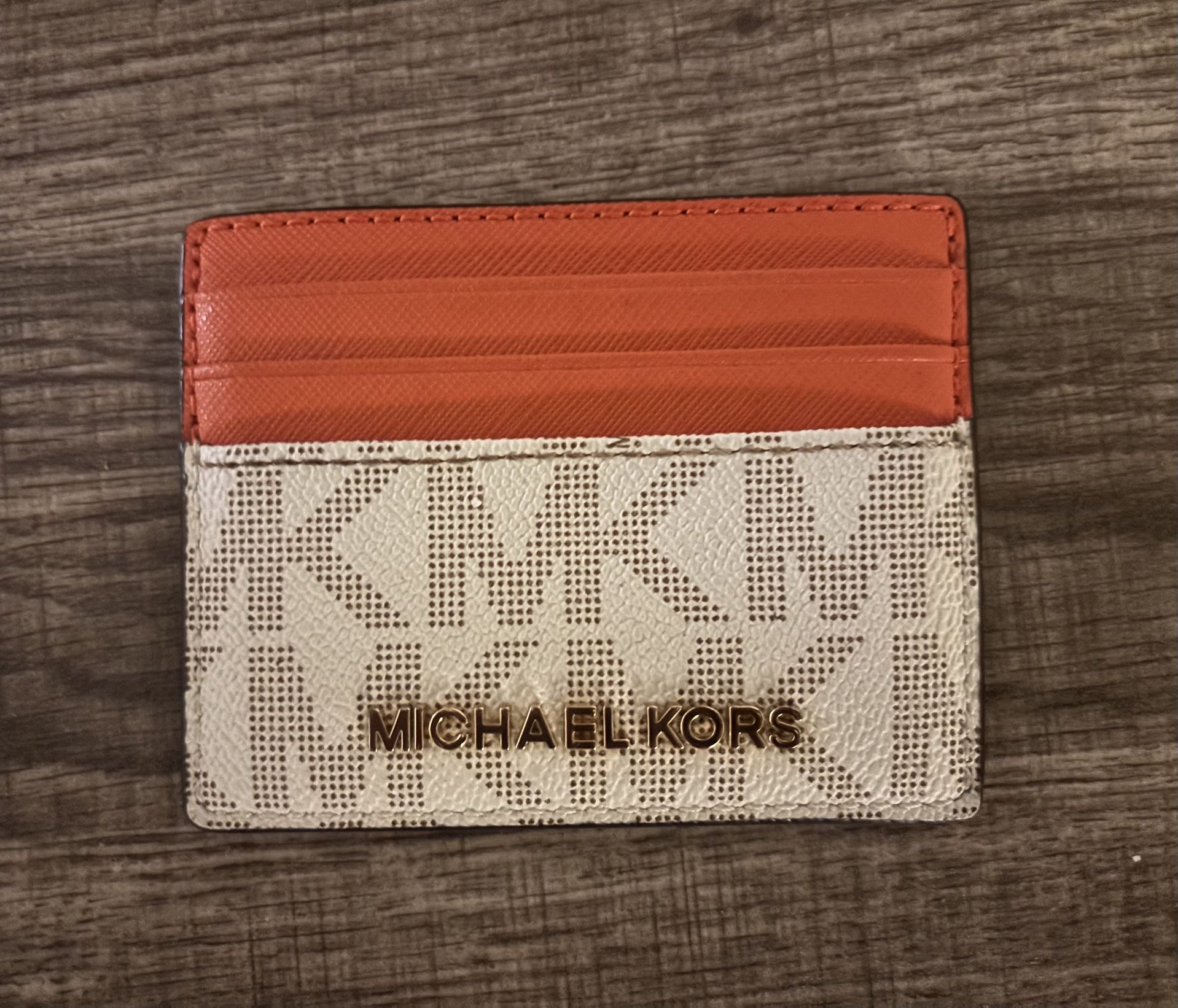 Michael Kors Card Holder - Orange & White (Like New)