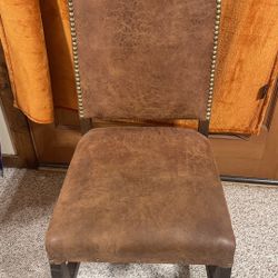 Smooth Suede Leather Chairs With Nail Detail
