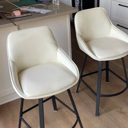 Two Like New Beige Bar Height Swivel Chairs