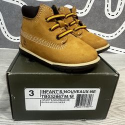 Timberland Baby's Leather Lace-Up Booties Size 3 BABY Color Wheat