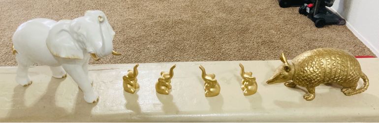 Decorative Elephant set and Armadillo