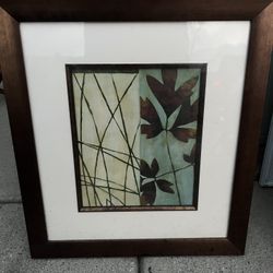 Abstract botanical framed wall art print titled Falling Leaves by artist Dominique Gaudin